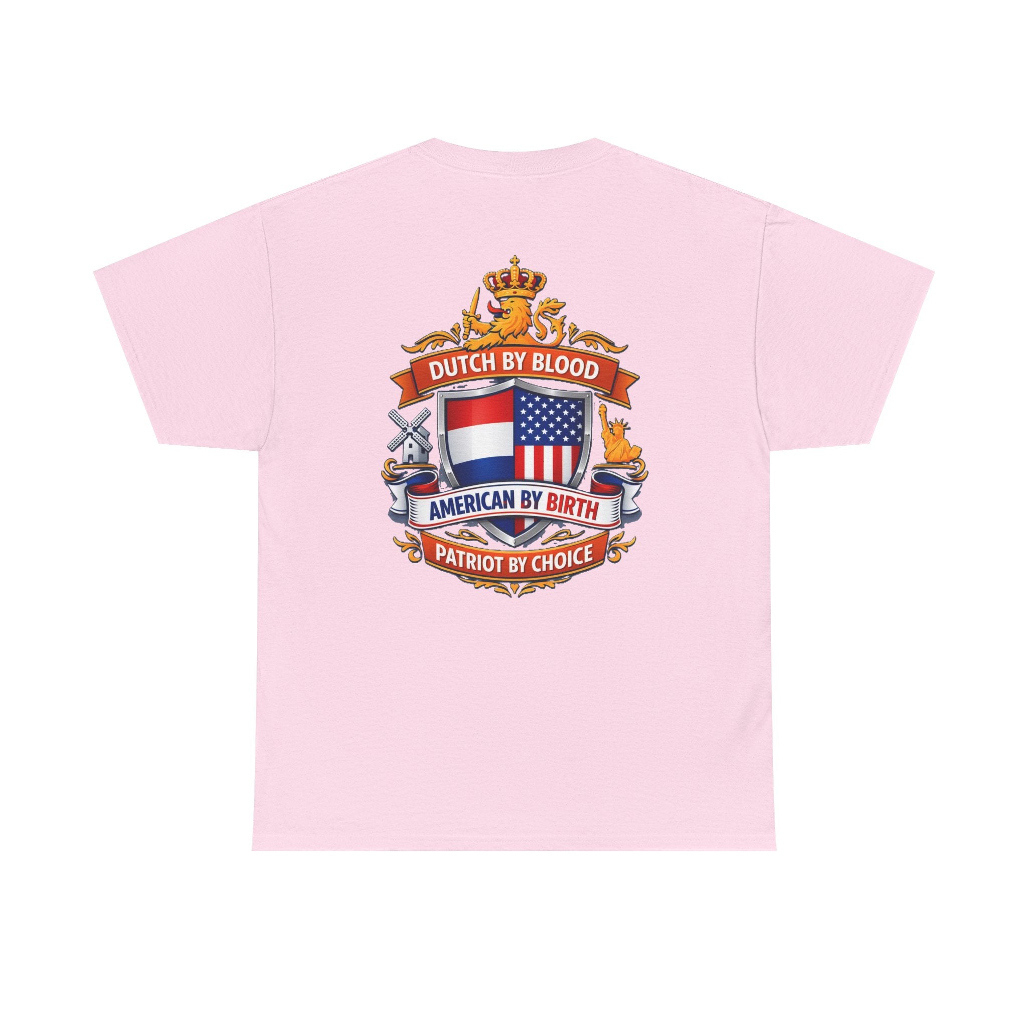 Dutch by Blood, American by Birth T-Shirt — Patriotic Netherlands USA Crest Tee