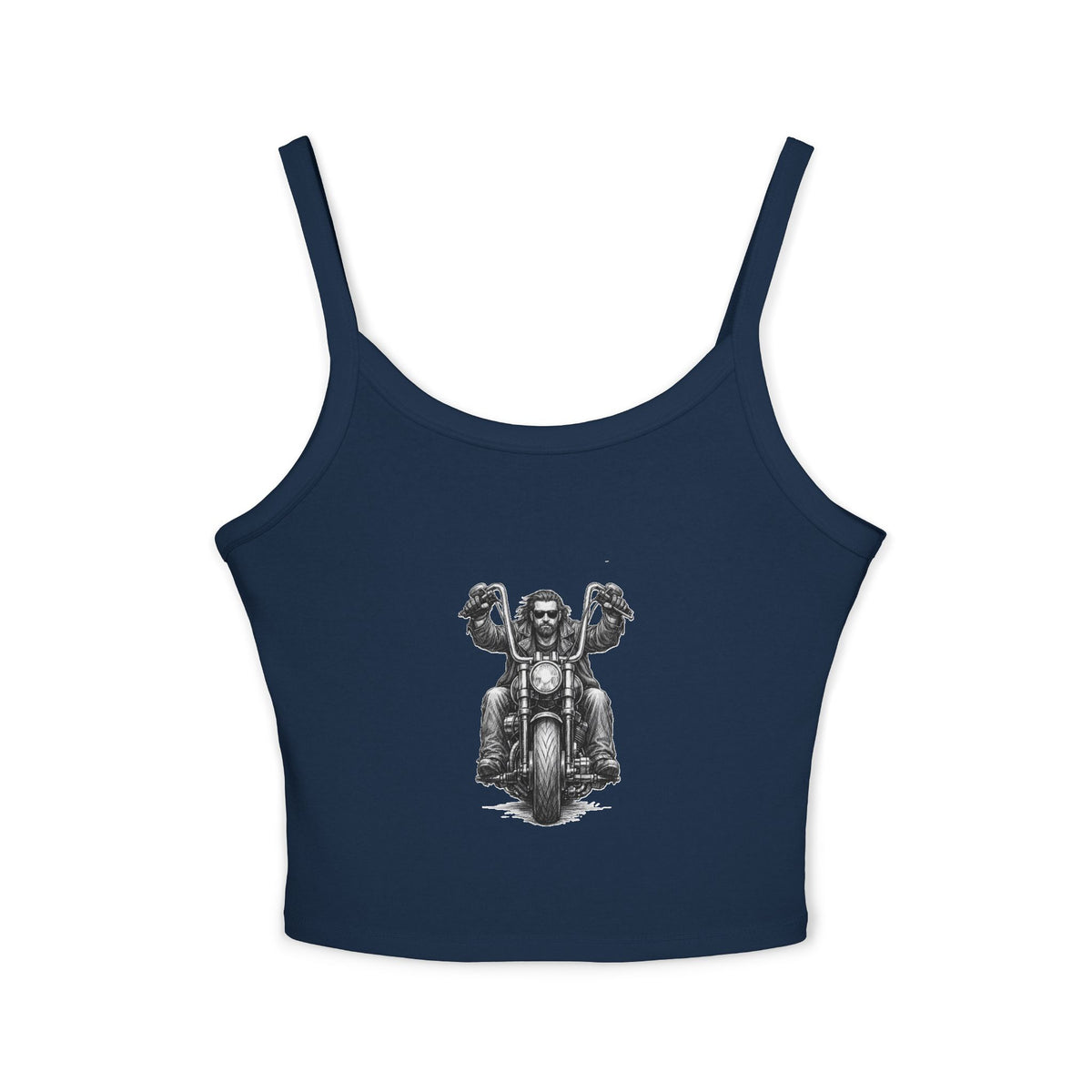 Motorcycle Rider Crop Tank Top — Vintage Biker Graphic