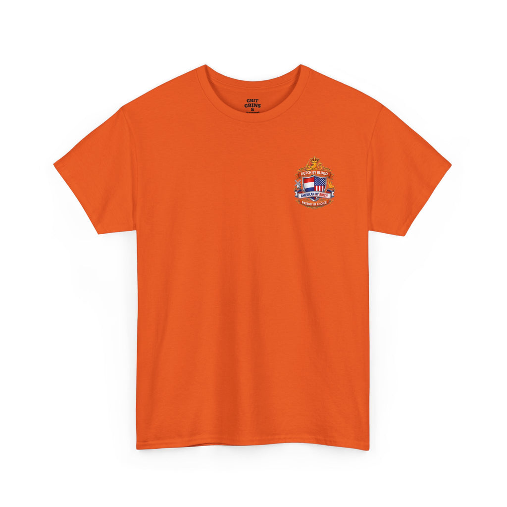 Dutch by Blood, American by Birth T-Shirt — Patriotic Netherlands USA Crest Tee
