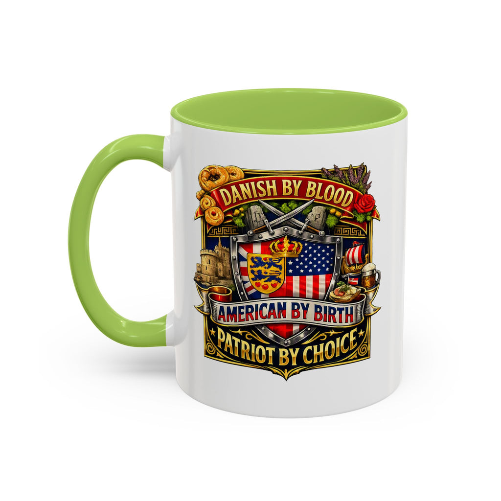 Danish/American Pride Danish by Blood, American by Birth Accent Coffee Mug (11/15oz)