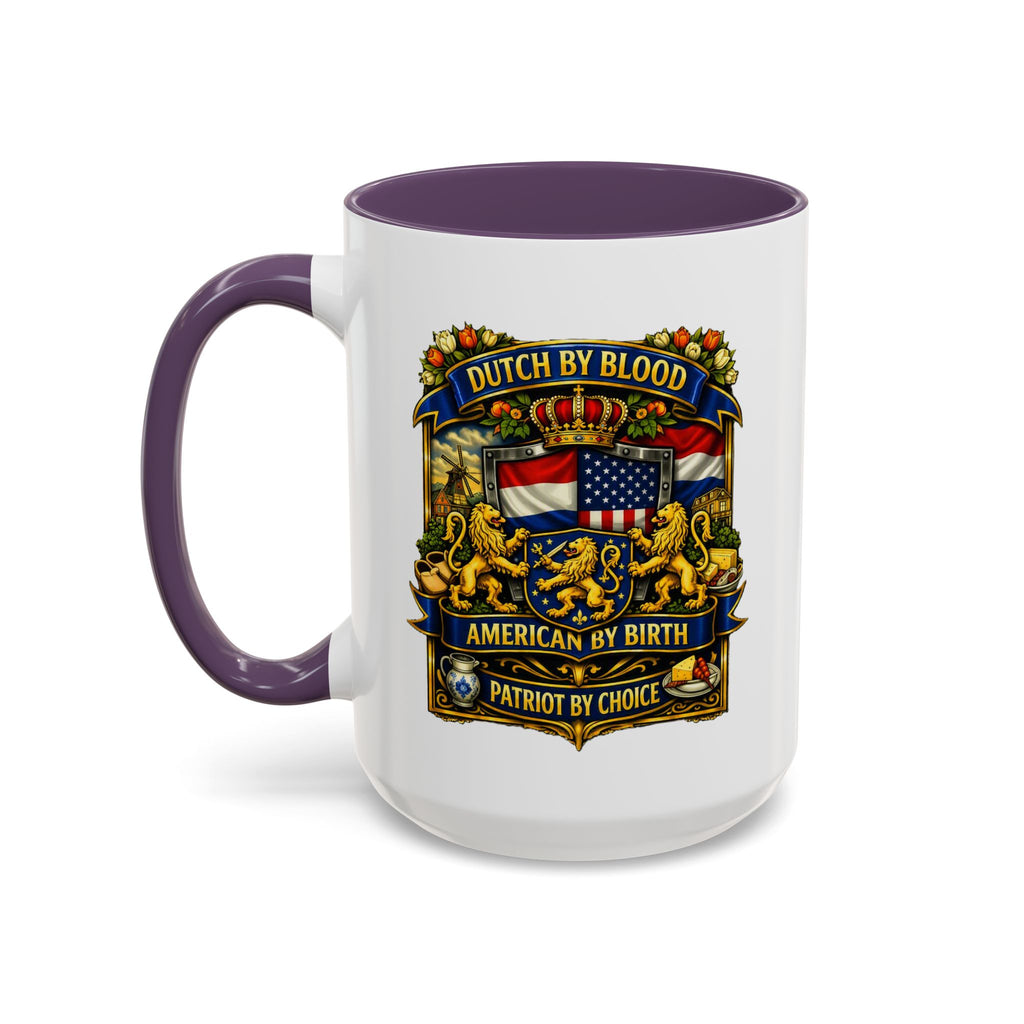 Dutch/American Pride Mug with Vintage Botanical Crest Design