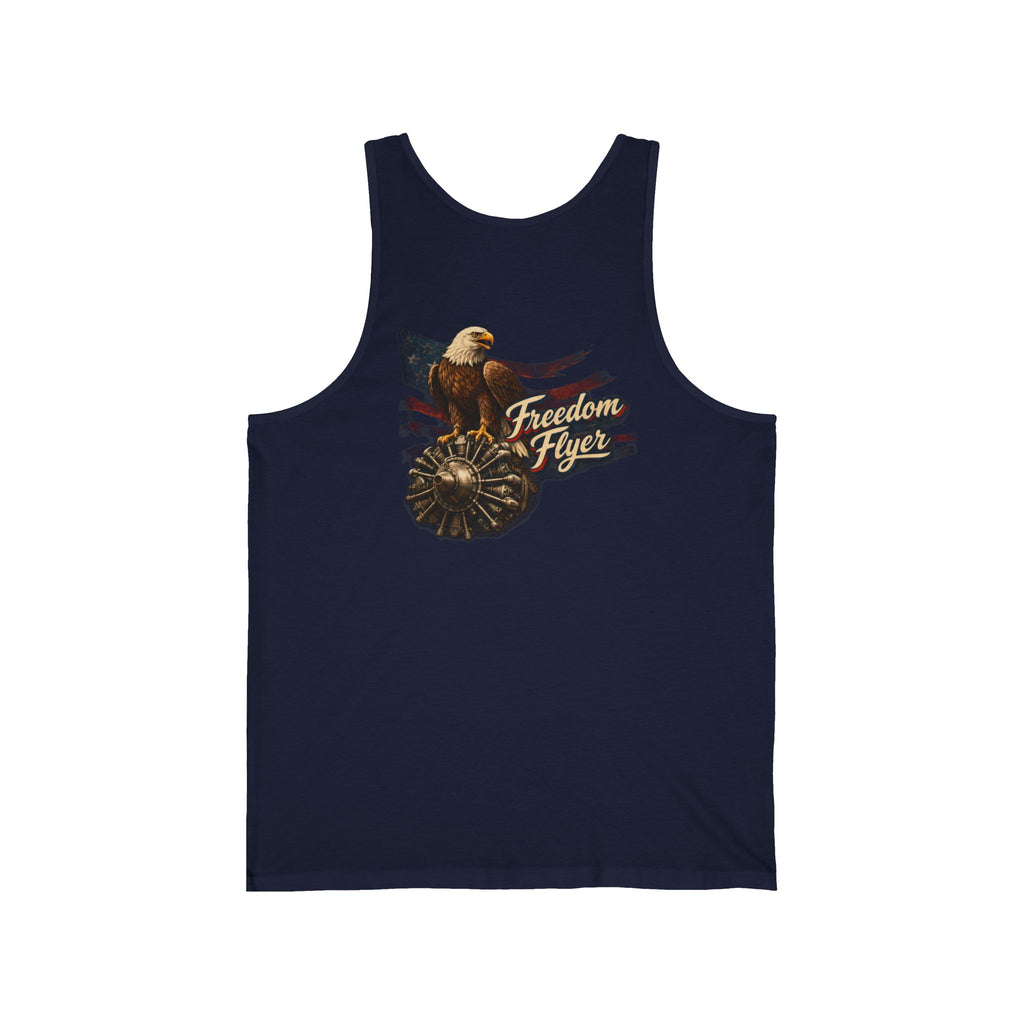 Freedom Flyer Tank Top — Eagle, Motorcycle & P-51 Plane Patriotic Graphic Tank