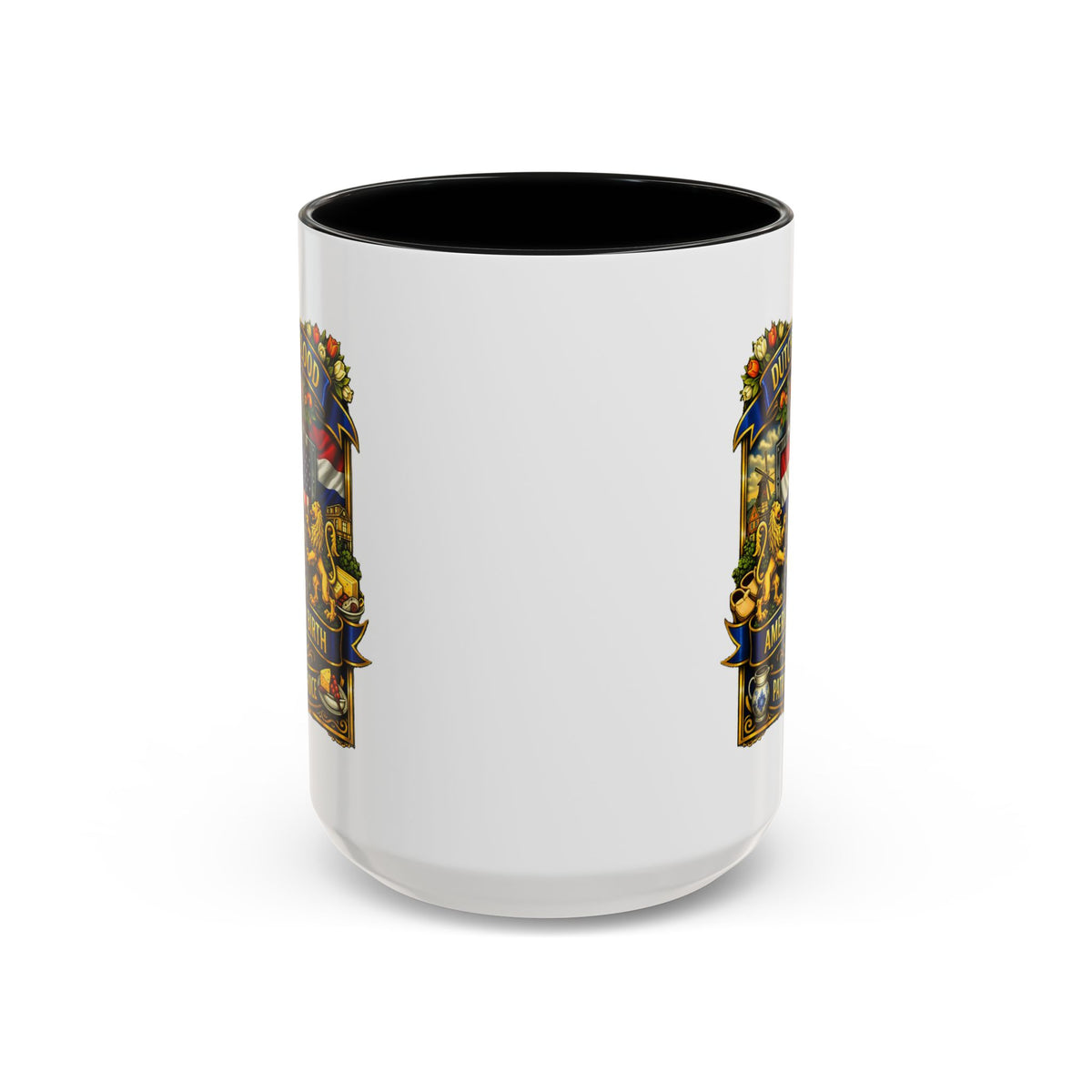 Dutch/American Pride Mug with Vintage Botanical Crest Design