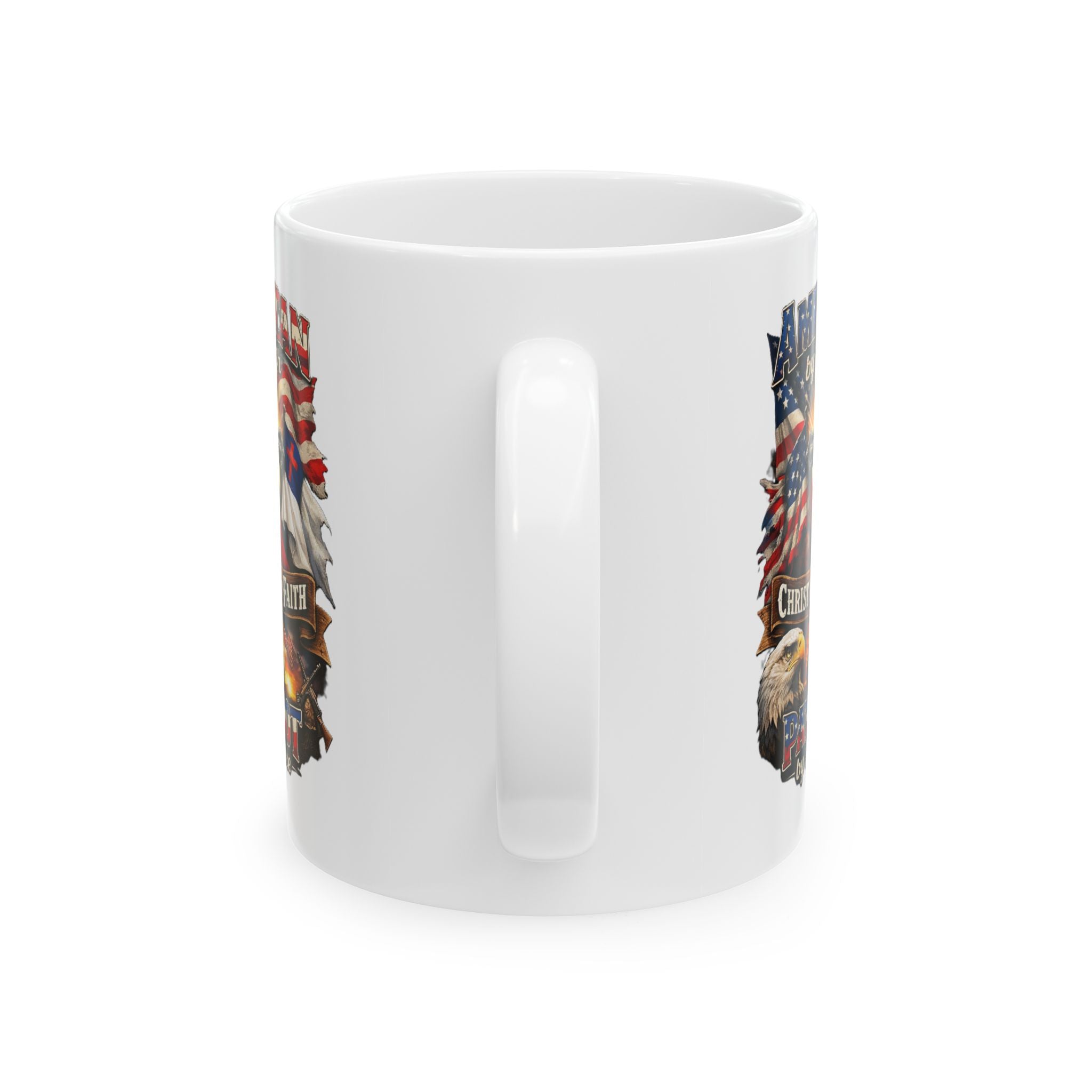 Patriotic Eagle Ceramic Mug - American Flag Skull Design (11oz, 15oz)