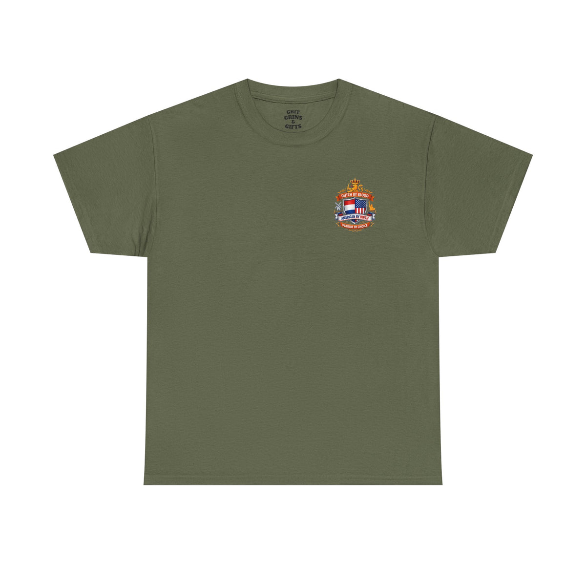 Dutch by Blood, American by Birth T-Shirt — Patriotic Netherlands USA Crest Tee