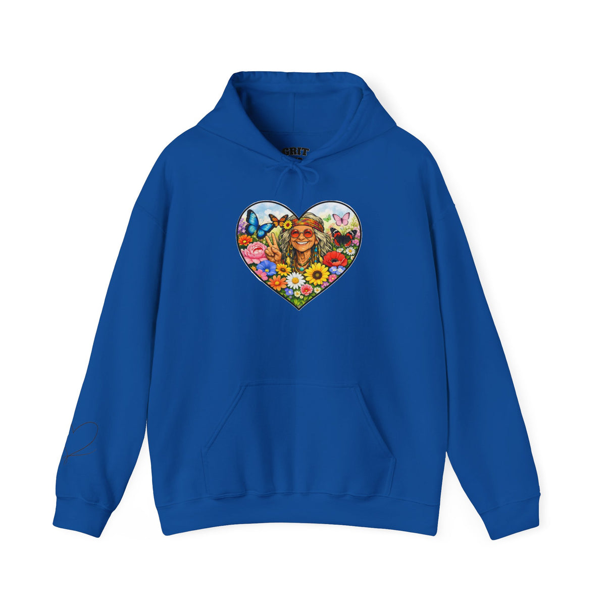 Heart Floral Hippie Hoodie - Vintage Flower Child Pullover