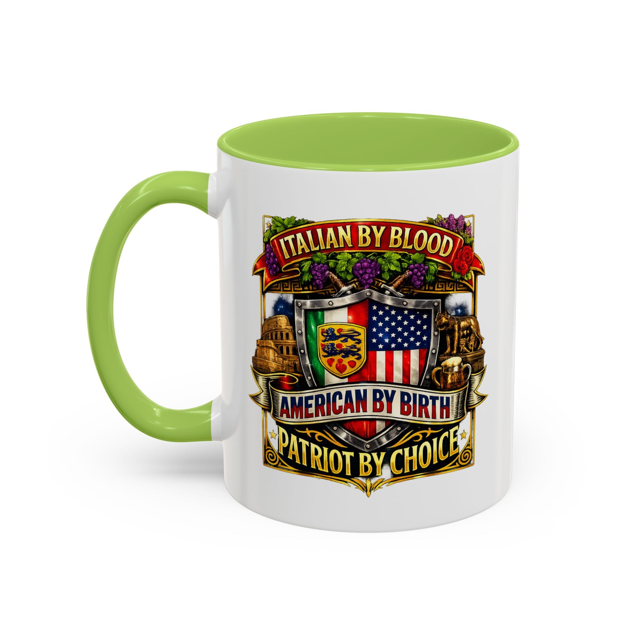 Italian by Blood American by Birth "Patriot by Choice" Accent Coffee Mug (11/15oz)