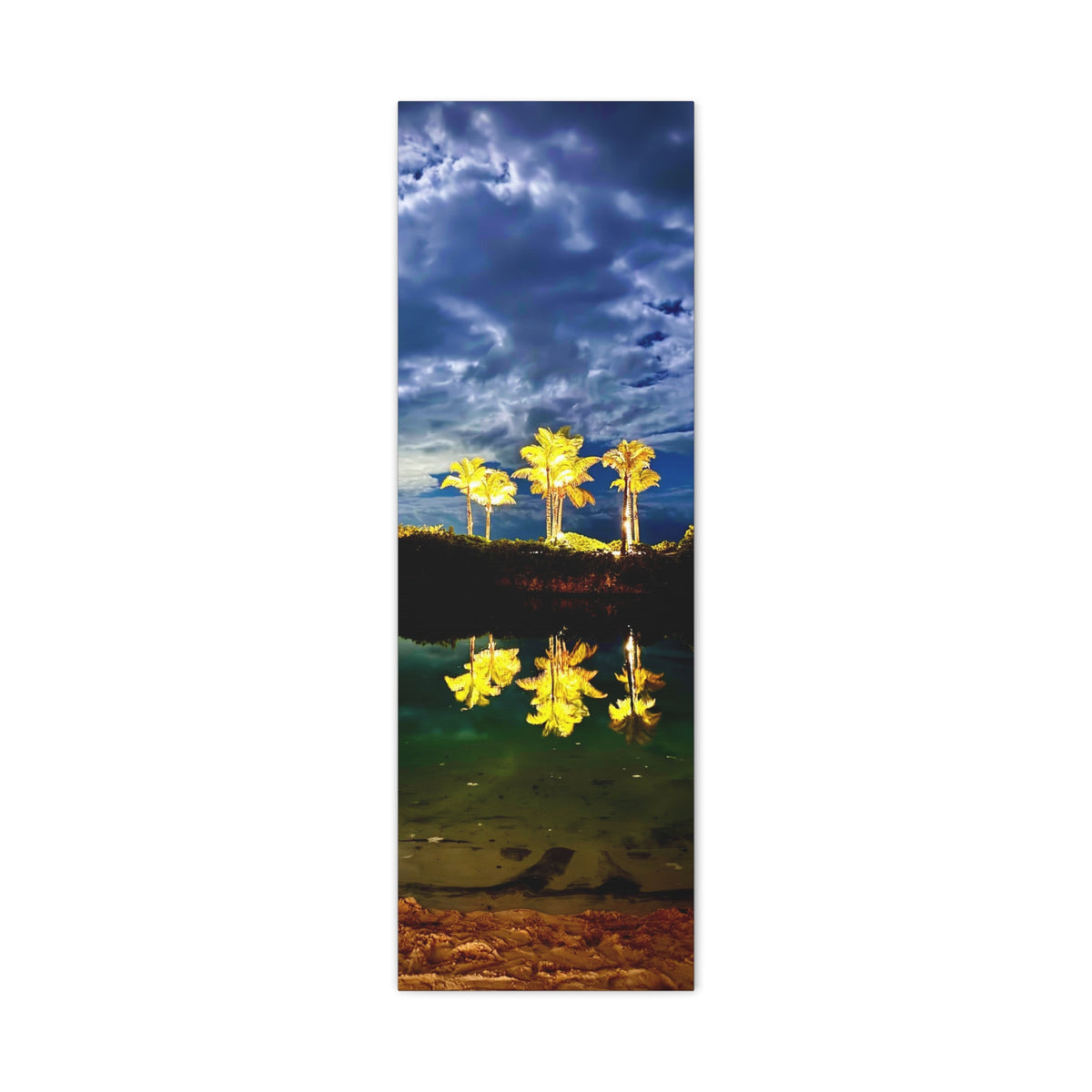 Palm Tree Reflection Matte Canvas Wall Art — Quanta Roo, Tropical Evening