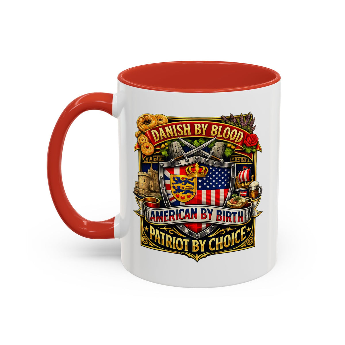 Danish/American Pride Danish by Blood, American by Birth Accent Coffee Mug (11/15oz)