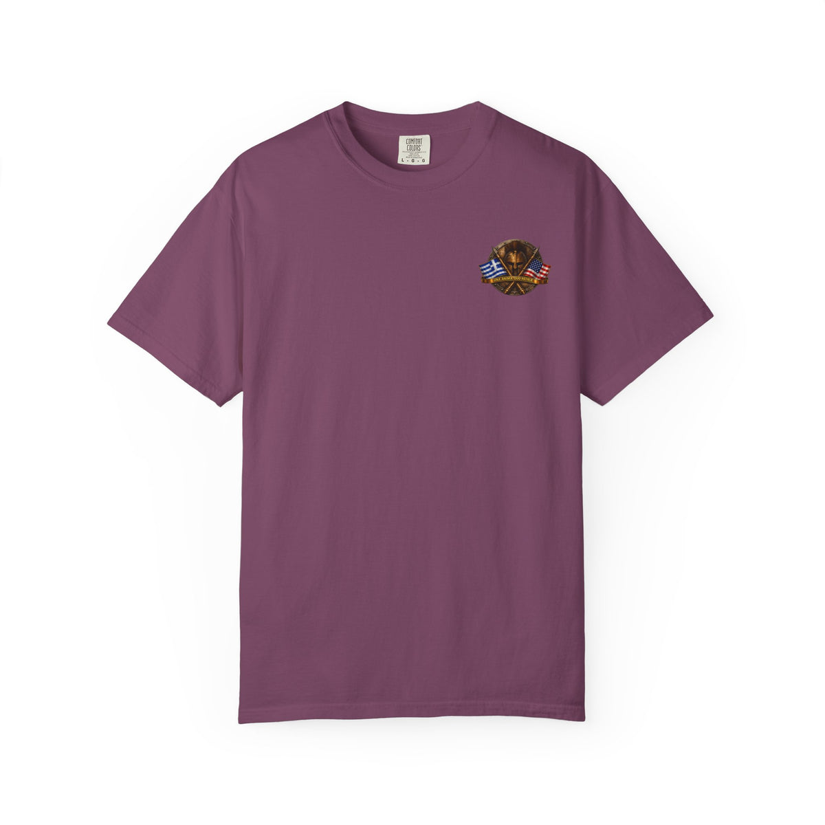 Greek American Heritage T-Shirt — Eagle Crest with Flags & "One Nation" Emblem