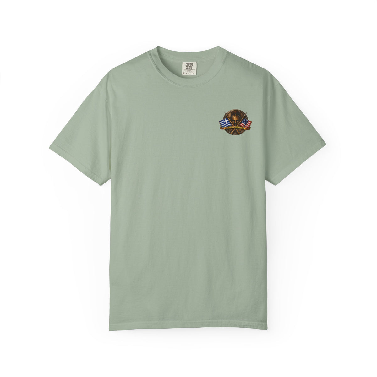 Greek American Heritage T-Shirt — Eagle Crest with Flags & "One Nation" Emblem
