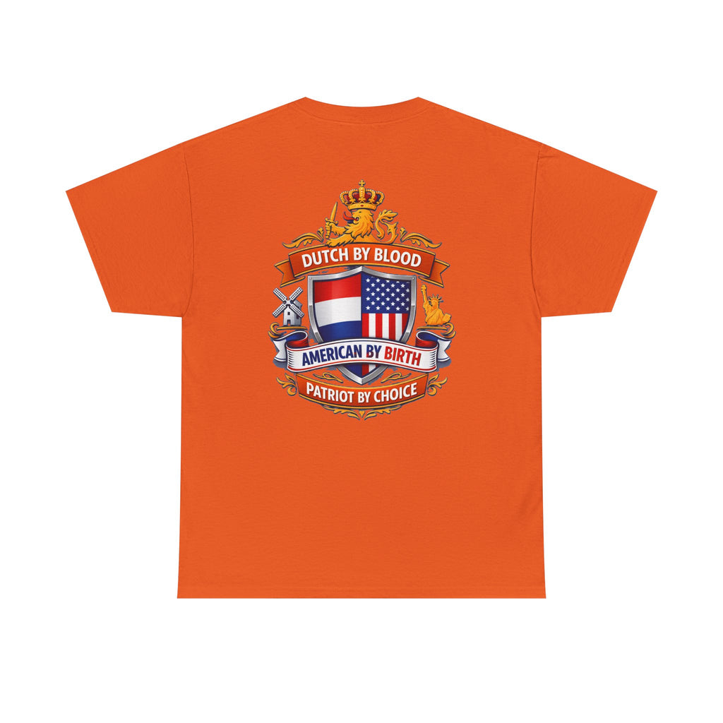 Dutch by Blood, American by Birth T-Shirt — Patriotic Netherlands USA Crest Tee