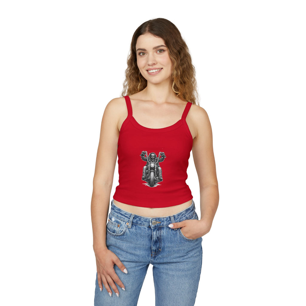Motorcycle Rider Crop Tank Top — Vintage Biker Graphic