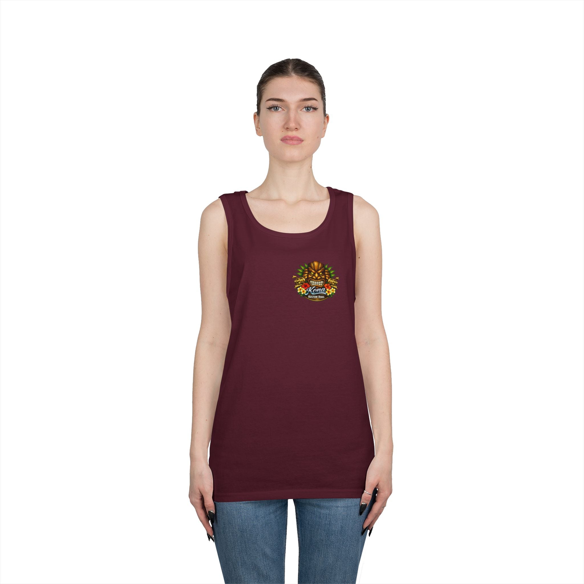 Kona Rods Vintage Pinup Beach Tank Top — 'Thresher Shark Anne' Retro WWII Nose Art