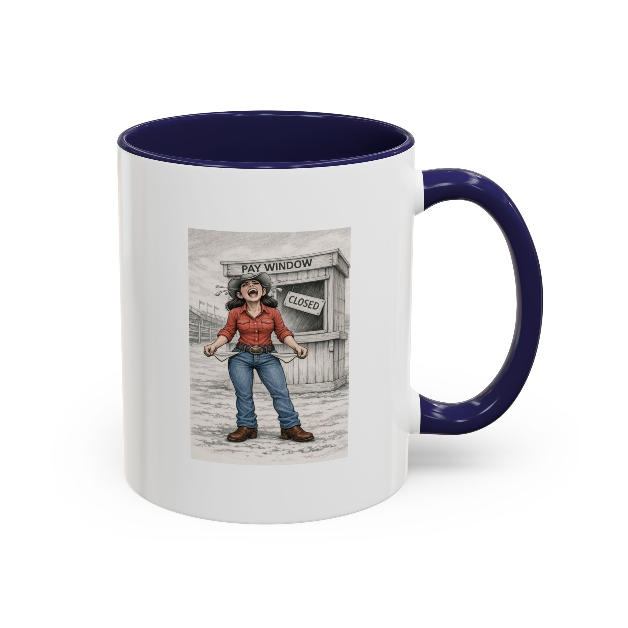 Out of the Money Barrel Racing Coffee Mug — Rodeo Cowgirl Accent Mug (11/15 oz)