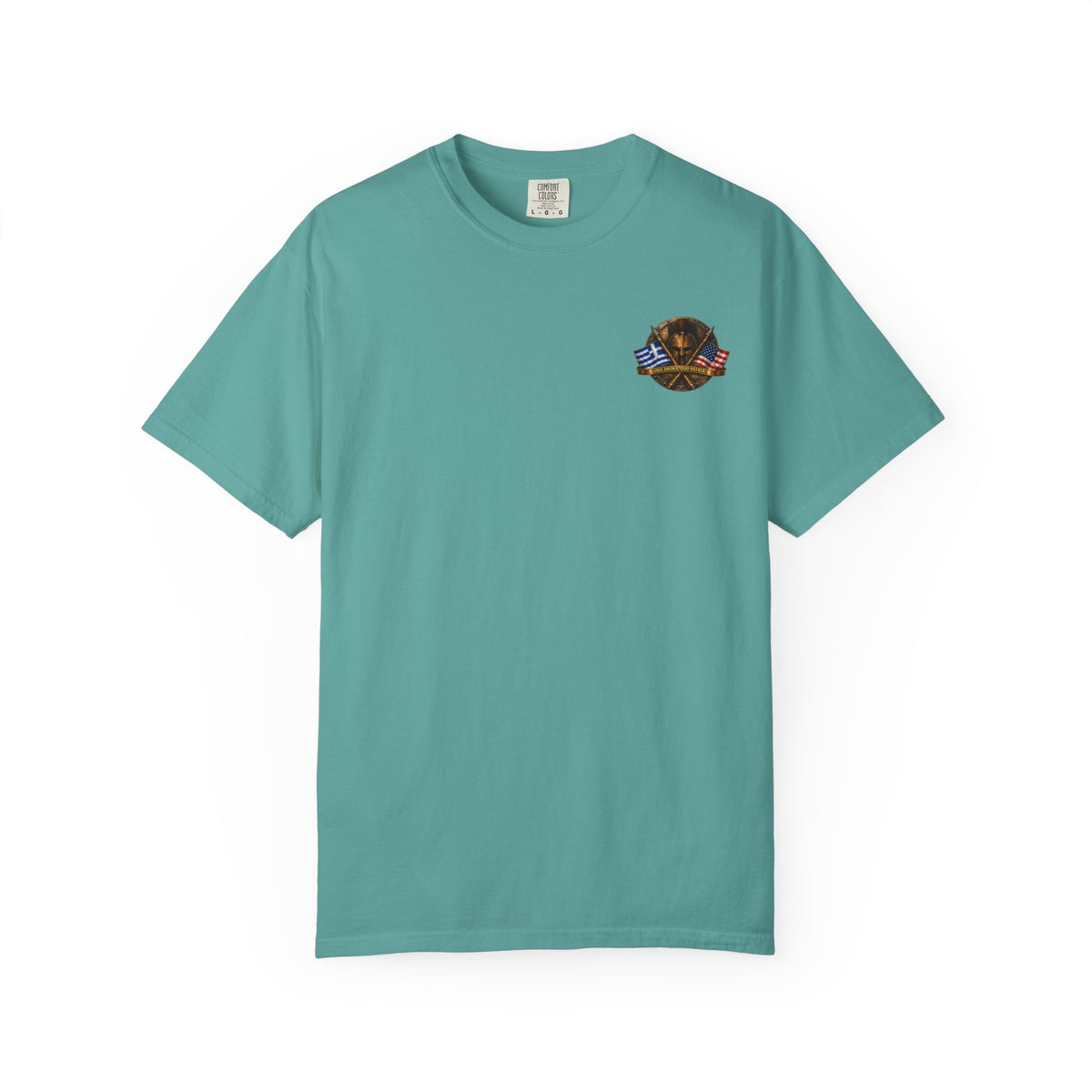 Greek American Heritage T-Shirt — Eagle Crest with Flags & "One Nation" Emblem