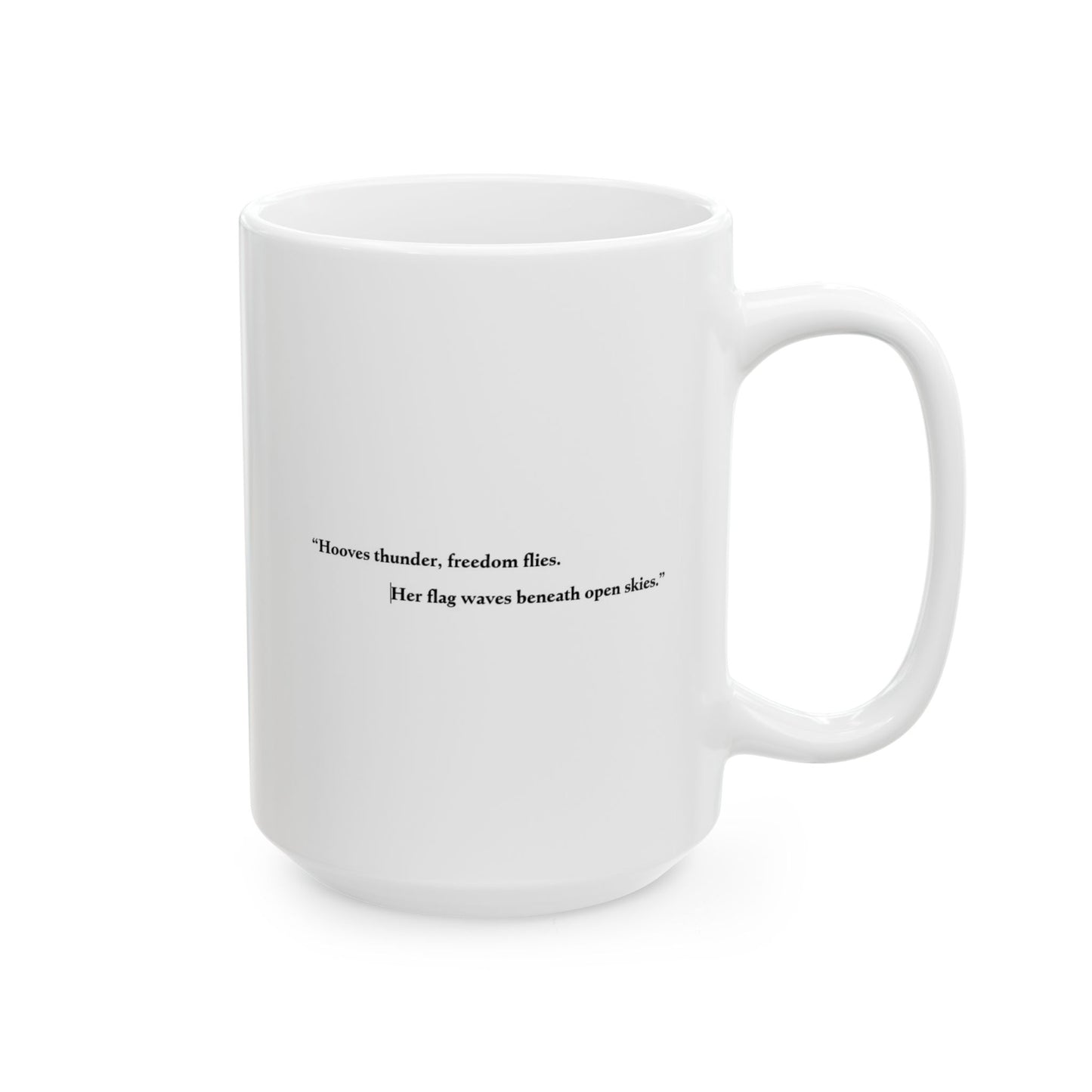 Patriotic Flag & Cowgirl Illustration, 'Freedom' Tribute Coffee Cup (11oz/15oz)