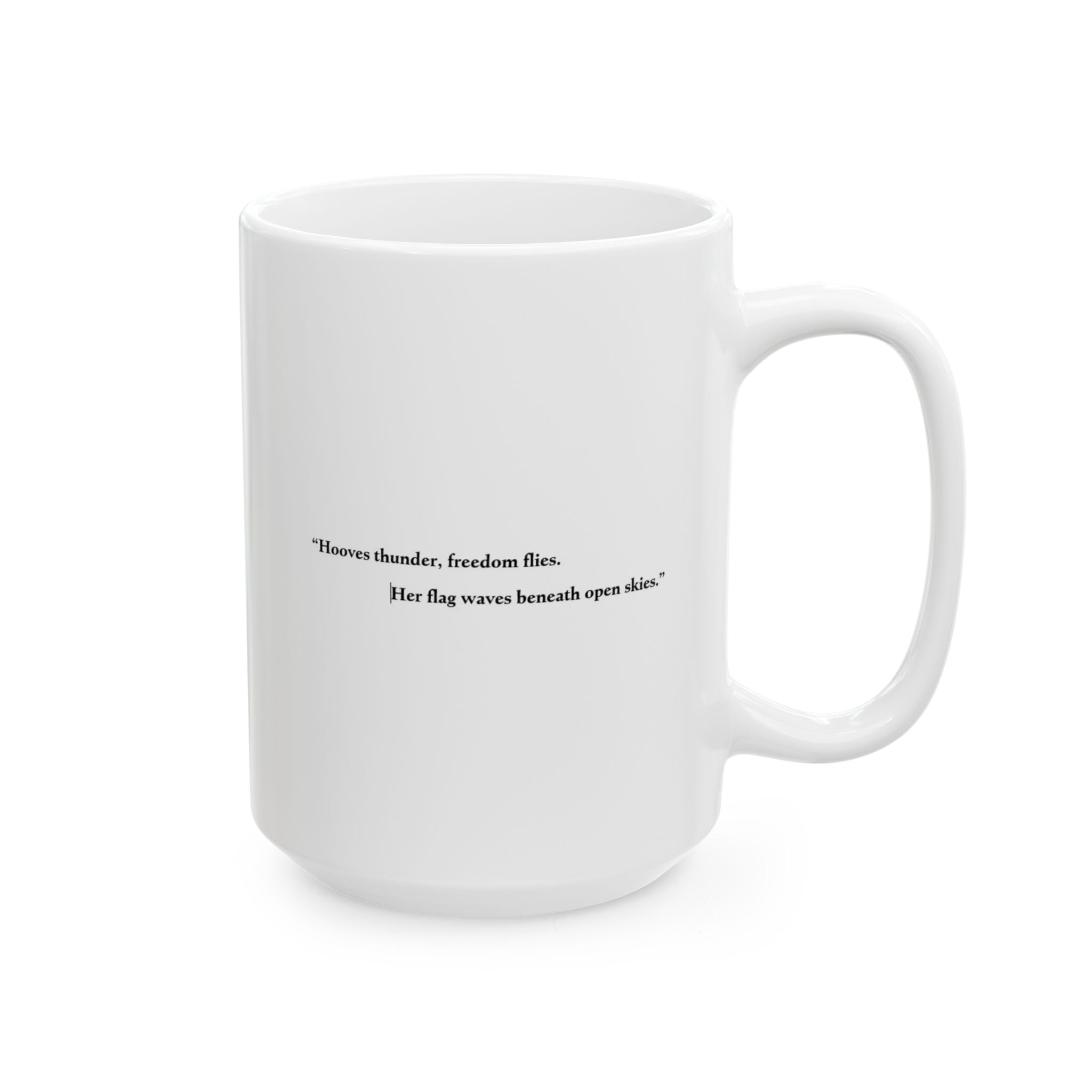 Patriotic Flag & Cowgirl Illustration, 'Freedom' Tribute Coffee Cup (11oz/15oz)