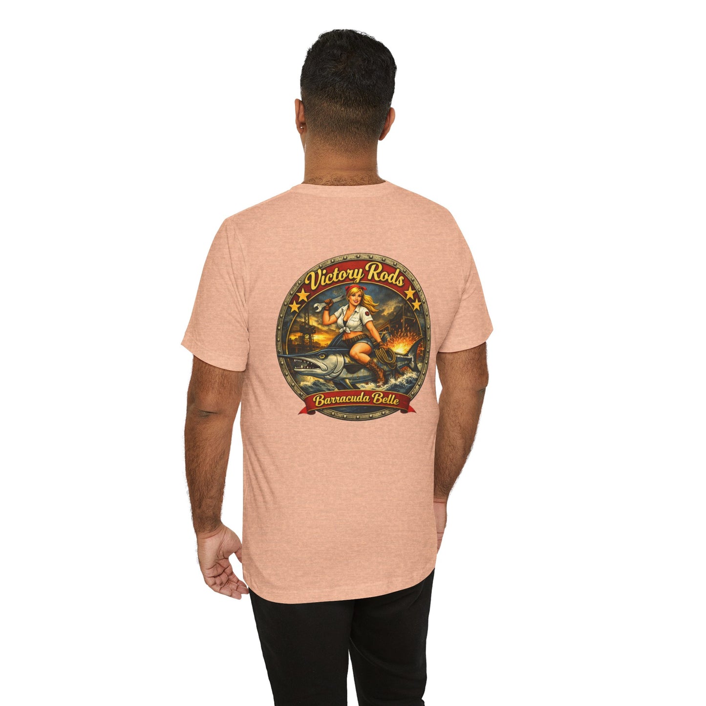 Barracuda Belle Vintage Pinup Tee — Victory Rods Motorcycle T‑Shirt