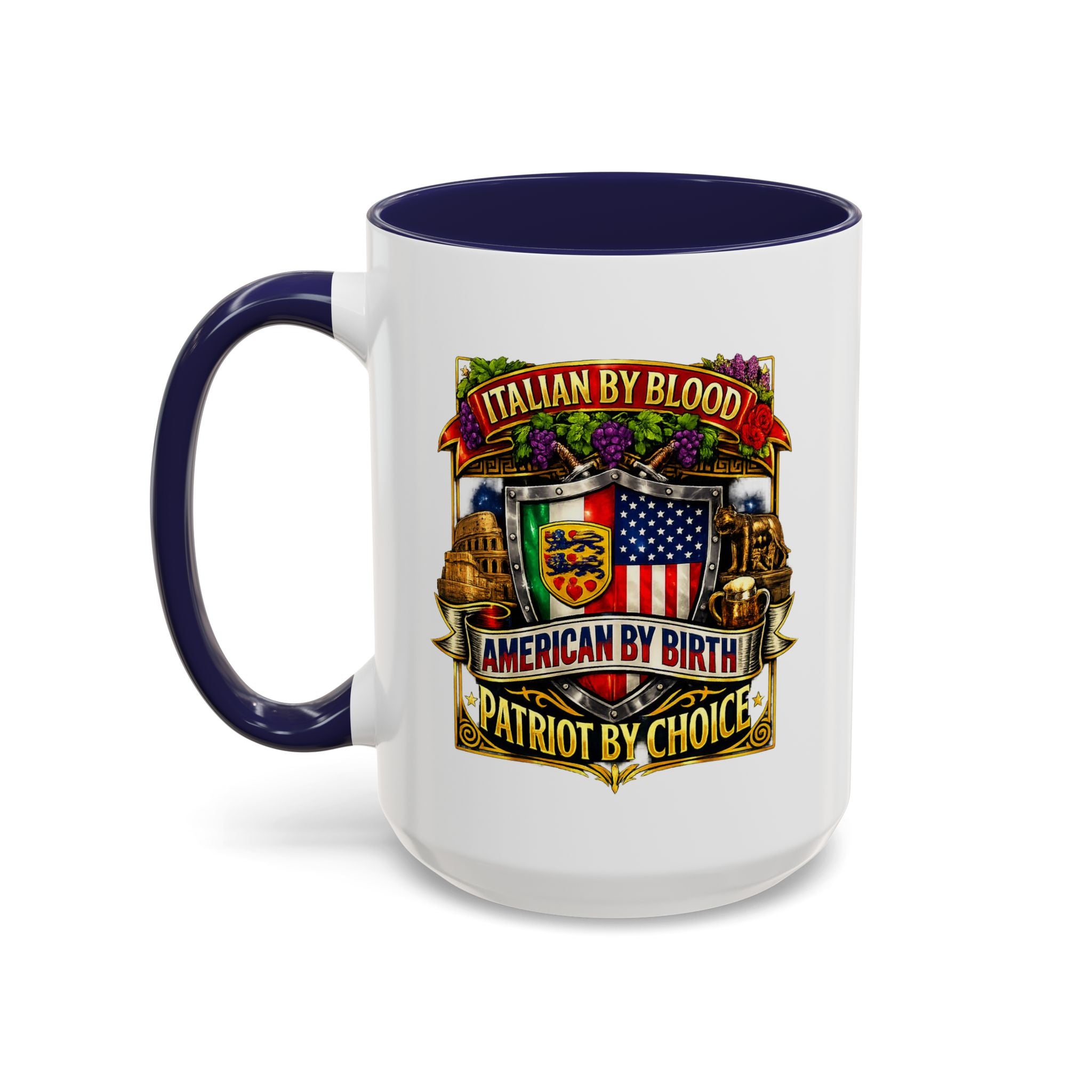 Italian by Blood American by Birth "Patriot by Choice" Accent Coffee Mug (11/15oz)