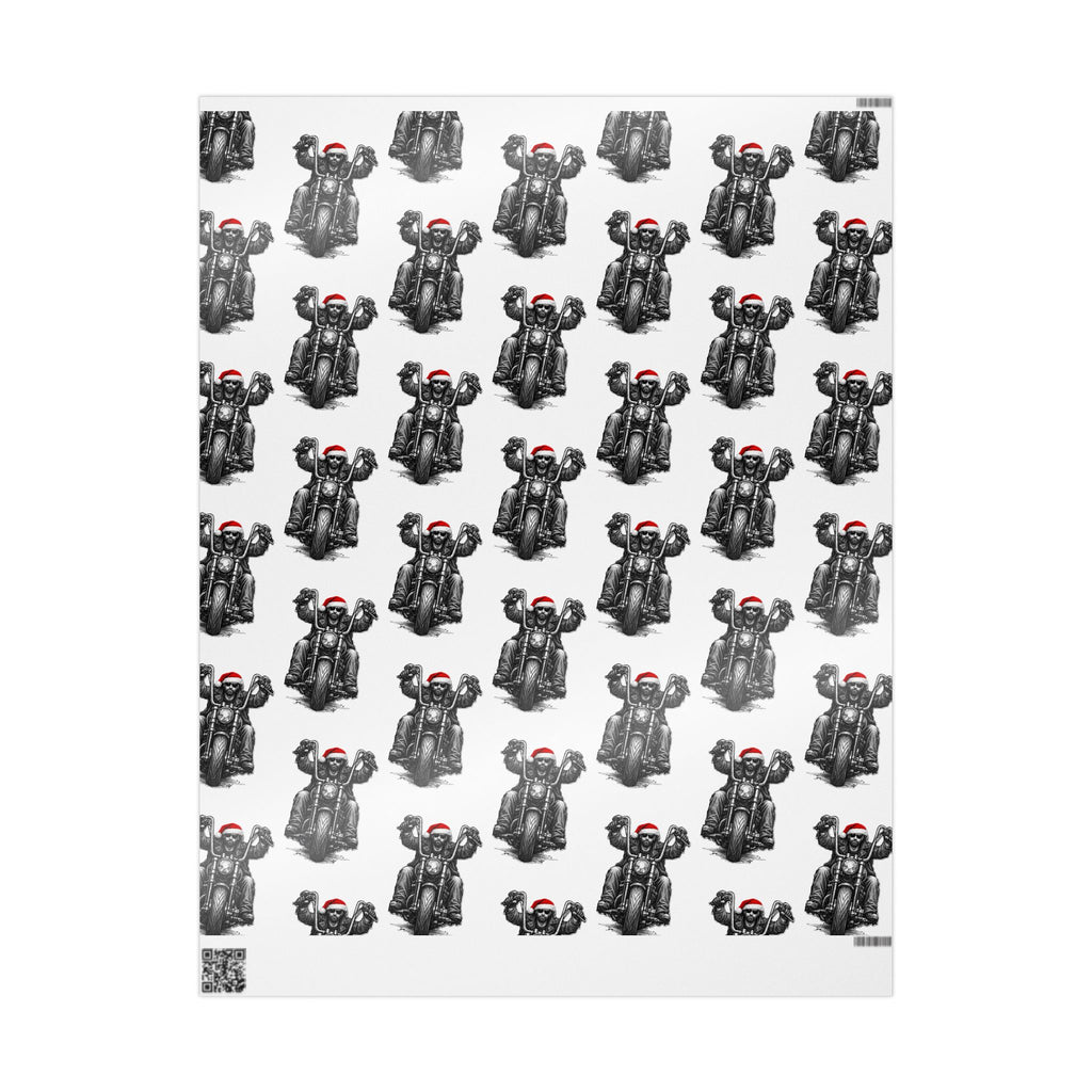 Vintage Santa Biker Pattern Wrapping Paper — Black, Red & White Holiday Gift Wrap