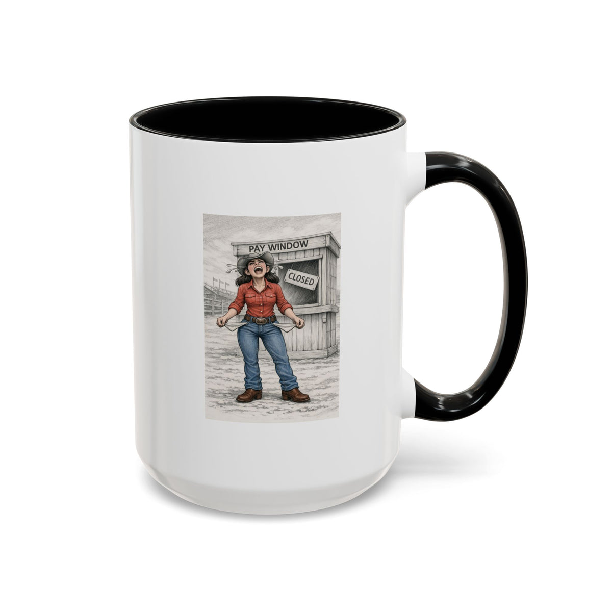 Out of the Money Barrel Racing Coffee Mug — Rodeo Cowgirl Accent Mug (11/15 oz)