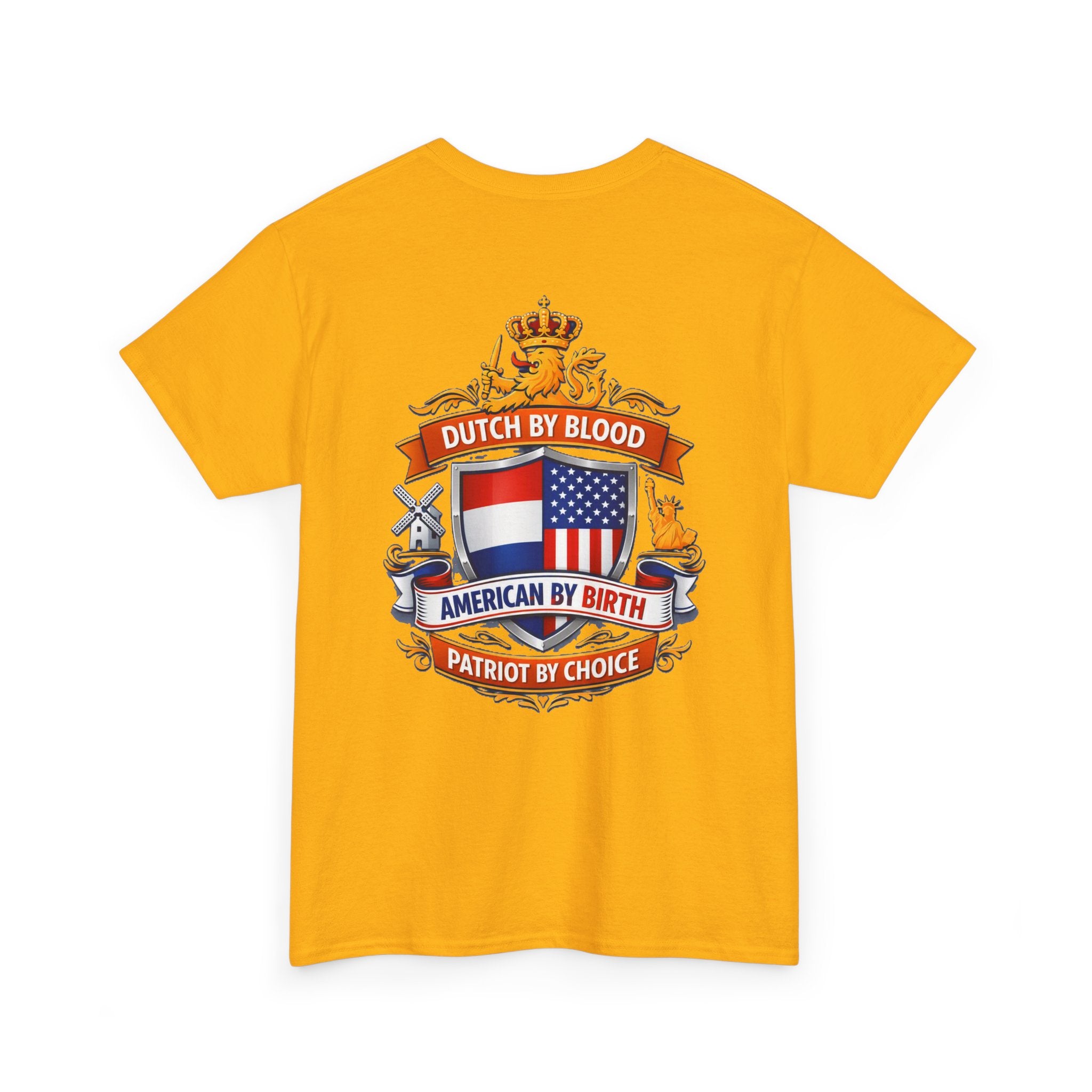Dutch by Blood, American by Birth T-Shirt — Patriotic Netherlands USA Crest Tee