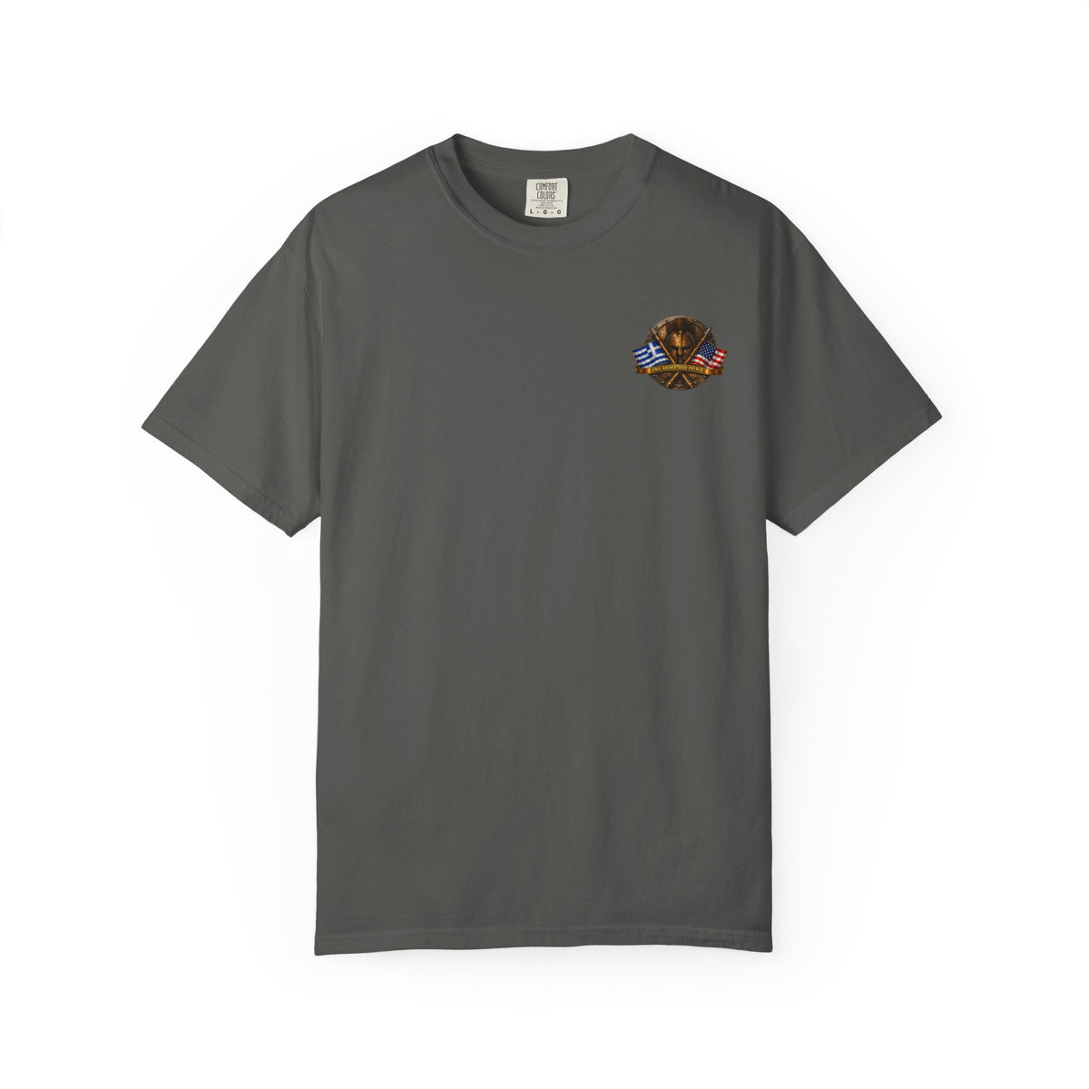 Greek American Heritage T-Shirt — Eagle Crest with Flags & "One Nation" Emblem