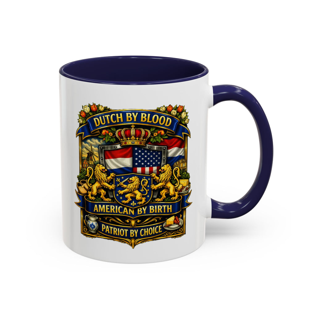 Dutch/American Pride Mug with Vintage Botanical Crest Design