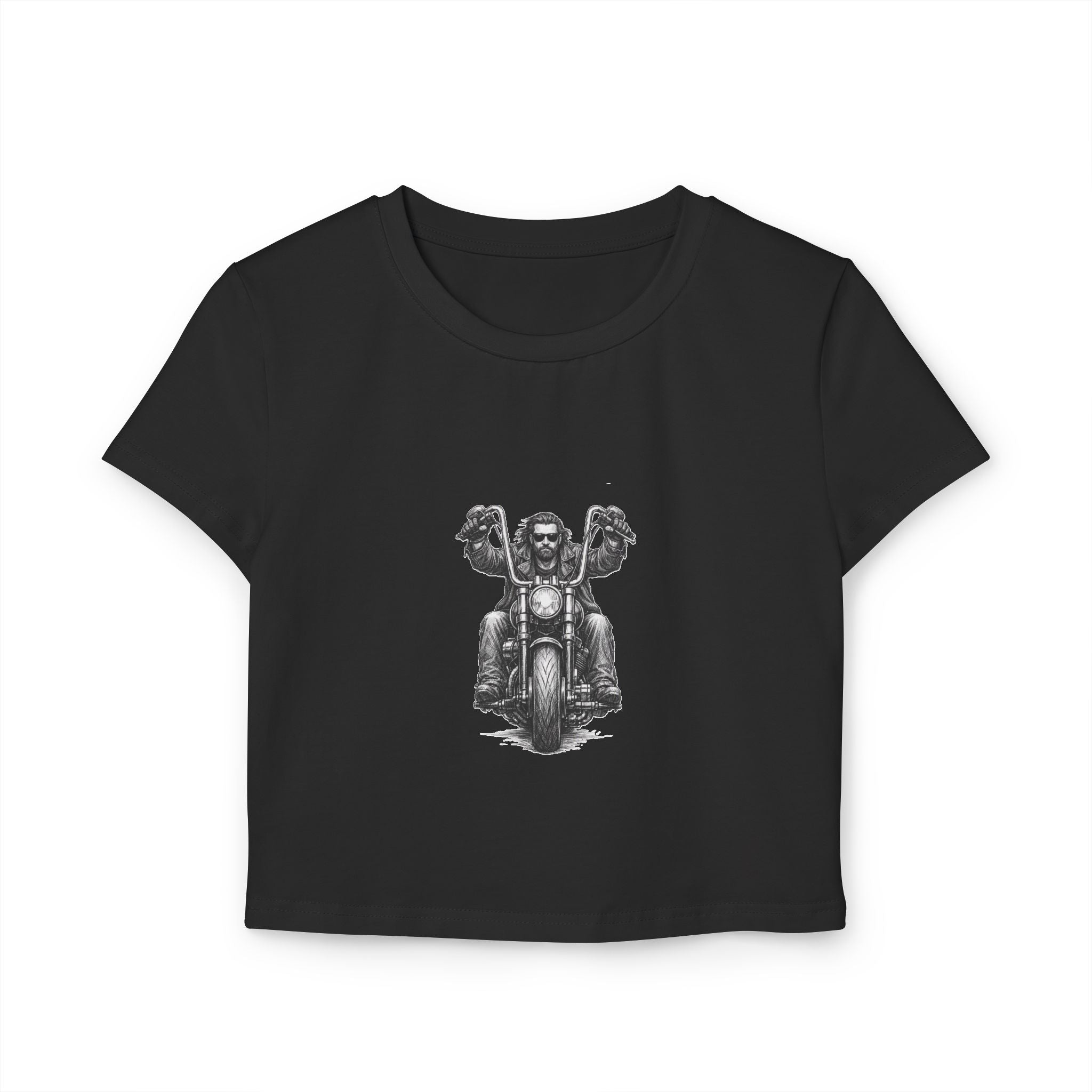 Biker Women's Baby Tee — Vintage "BBBAD" Design