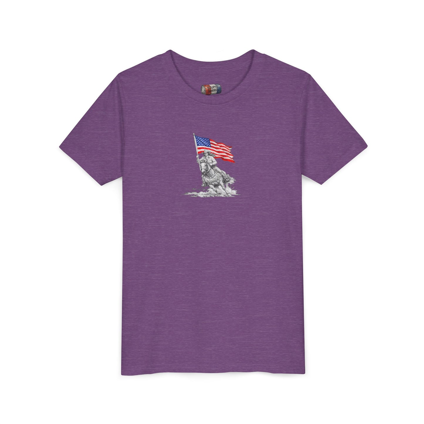 Youth Tee — Rodeo Bull Rider with Patriotic Barrel Graphic