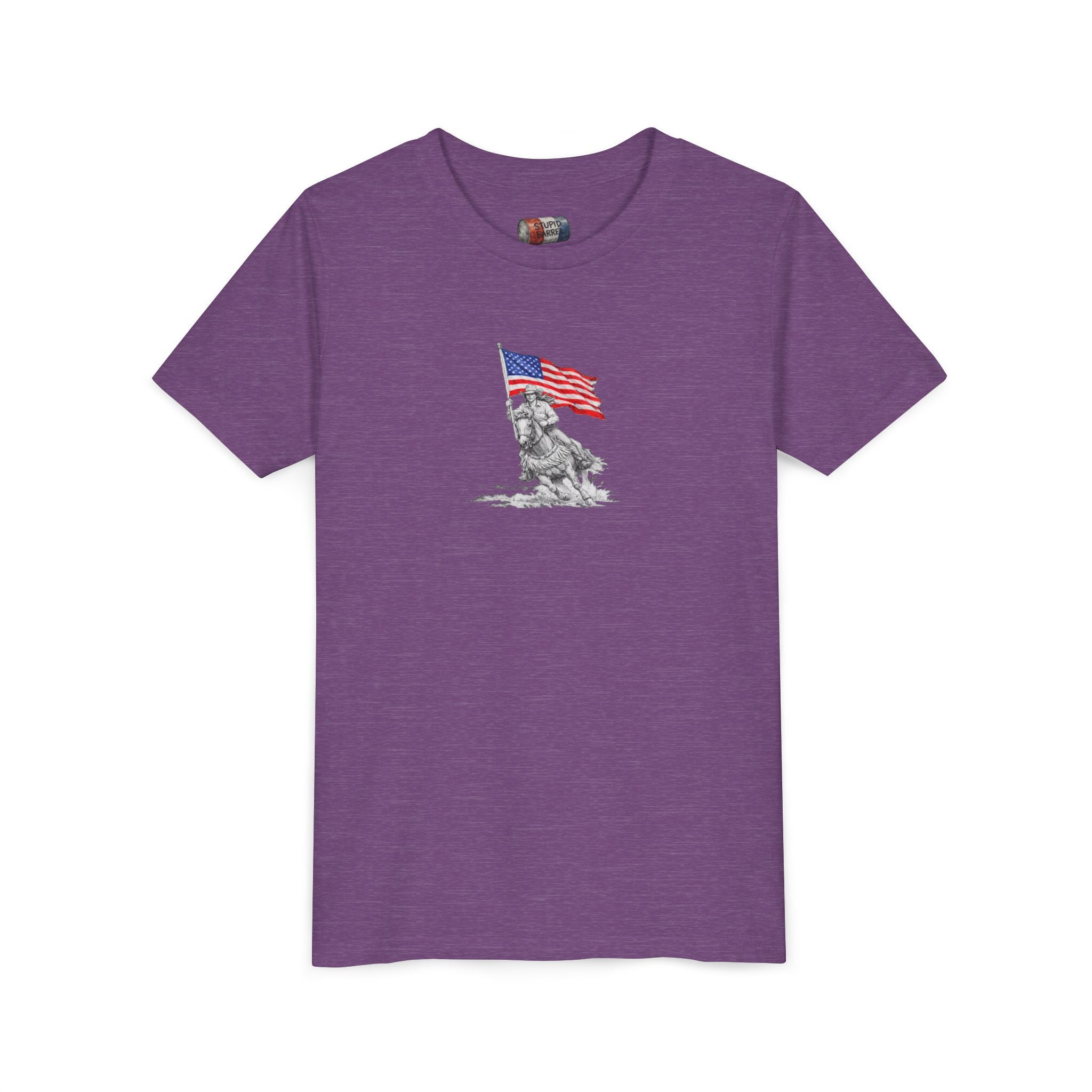 Youth Tee — Rodeo Bull Rider with Patriotic Barrel Graphic