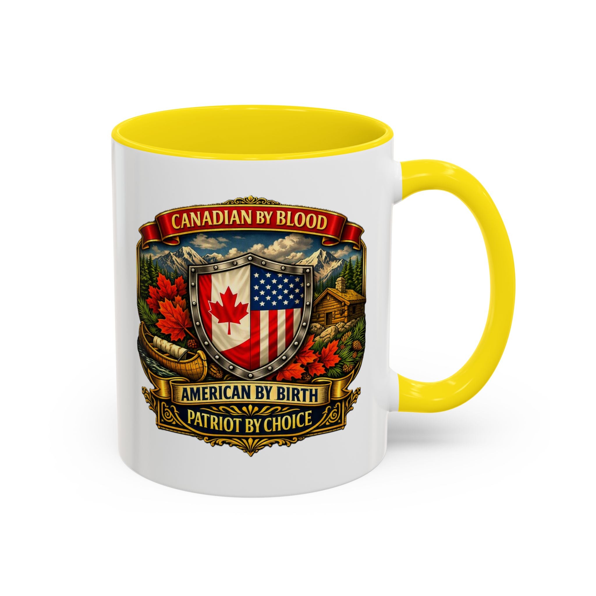 Canadian/American Pride Coat of Arms Accent Coffee Mug (11/15oz)