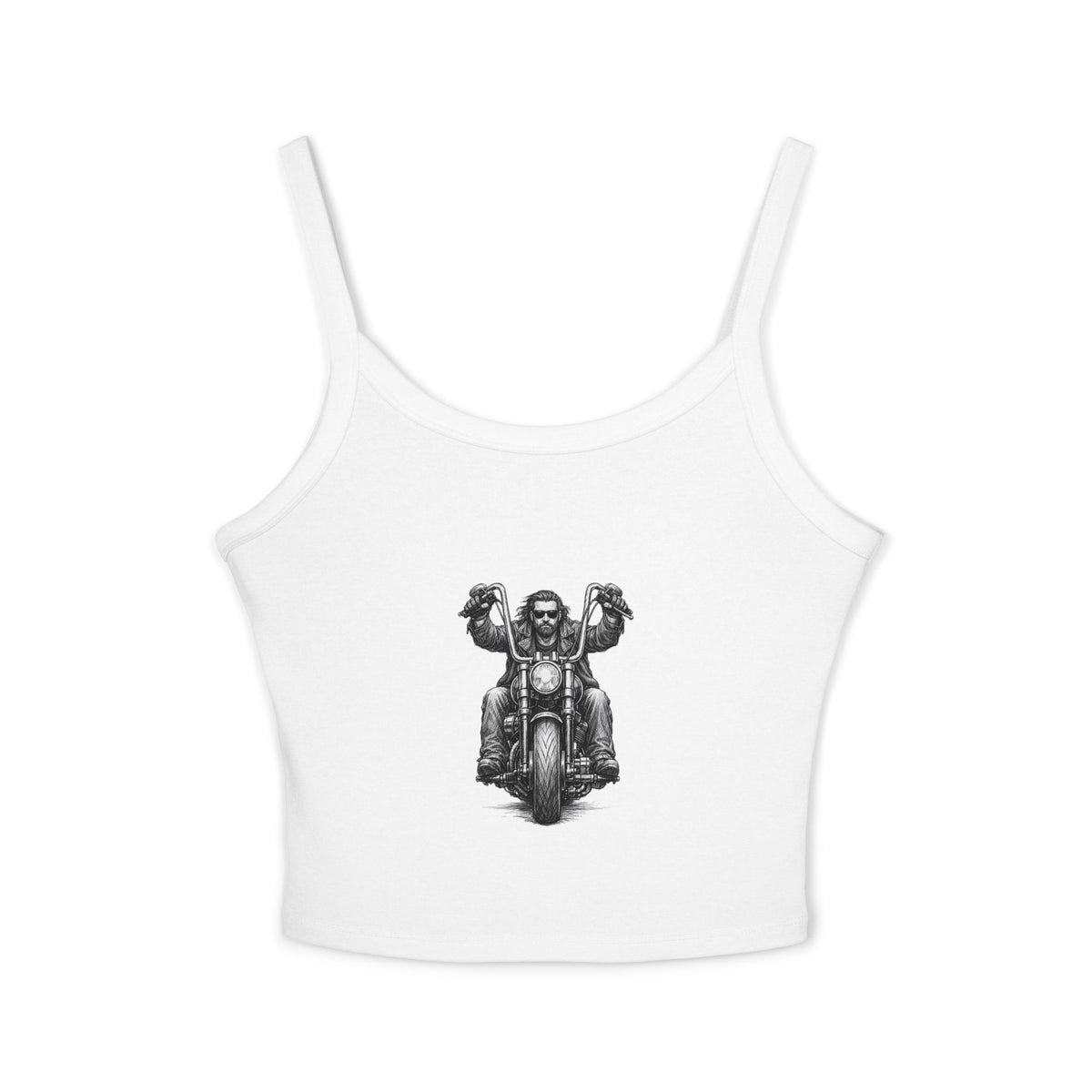 Motorcycle Rider Crop Tank Top — Vintage Biker Graphic