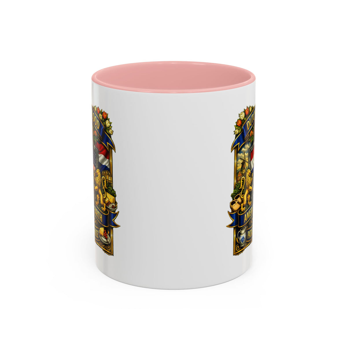 Dutch/American Pride Mug with Vintage Botanical Crest Design