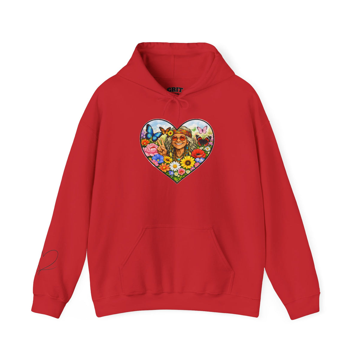 Heart Floral Hippie Hoodie - Vintage Flower Child Pullover