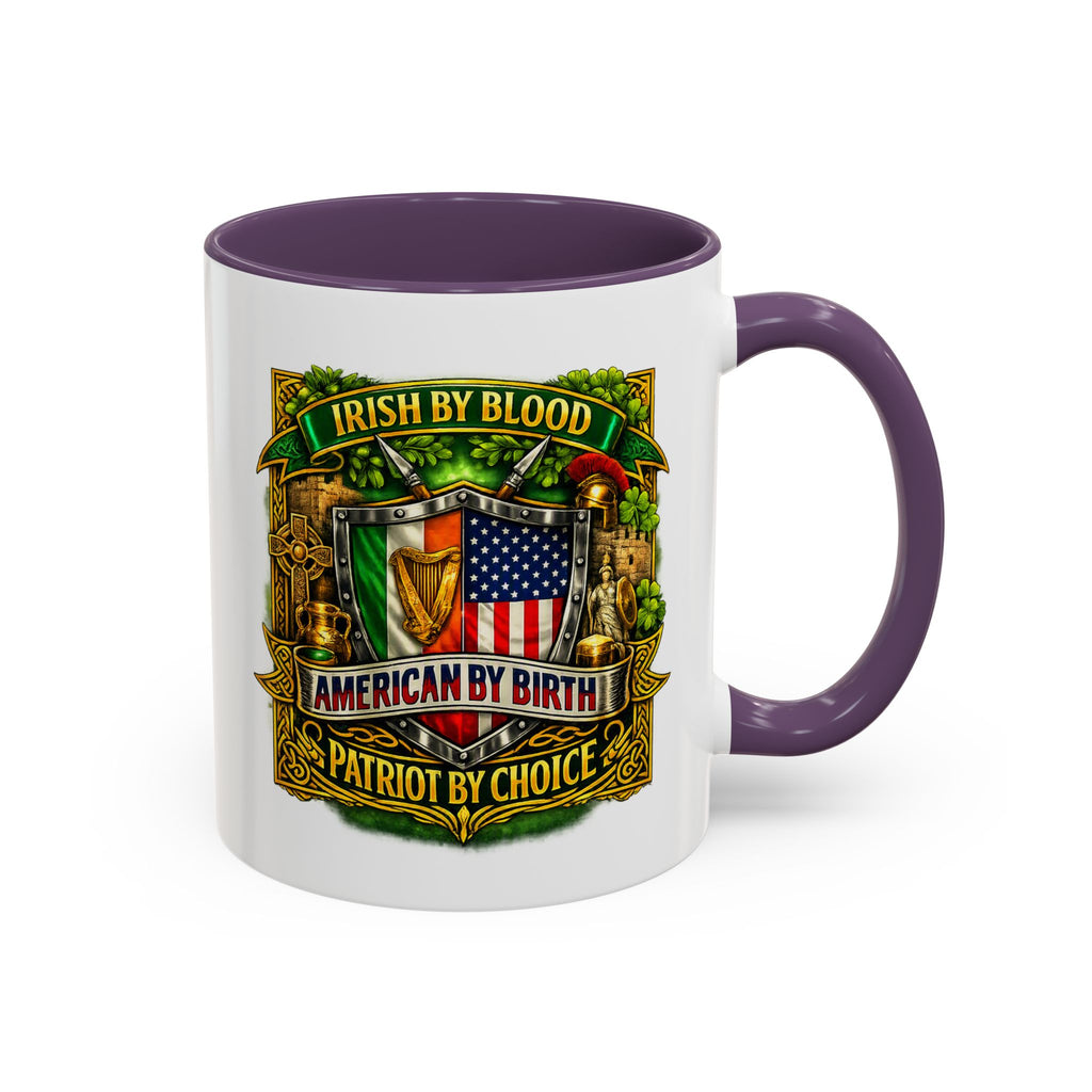 Irish Pride Coffee Mug — "Irish by Blood, American by Birth, Patriot by Choice" Patriotic Ceramic Mug