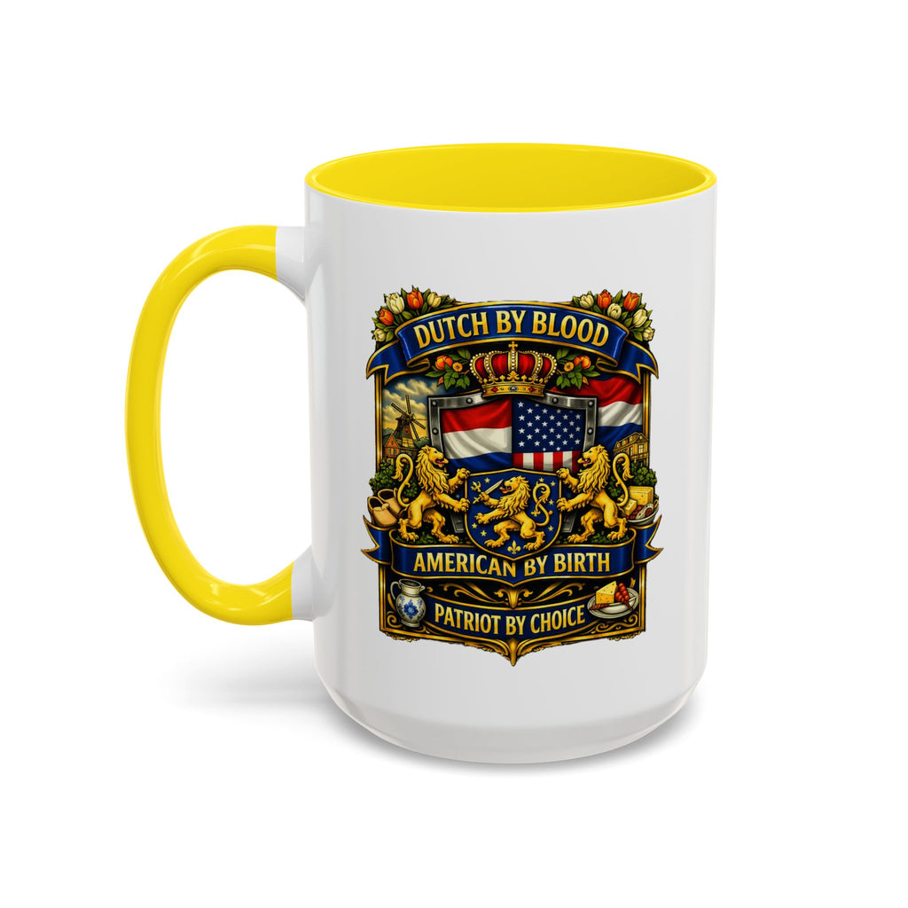 Dutch/American Pride Mug with Vintage Botanical Crest Design