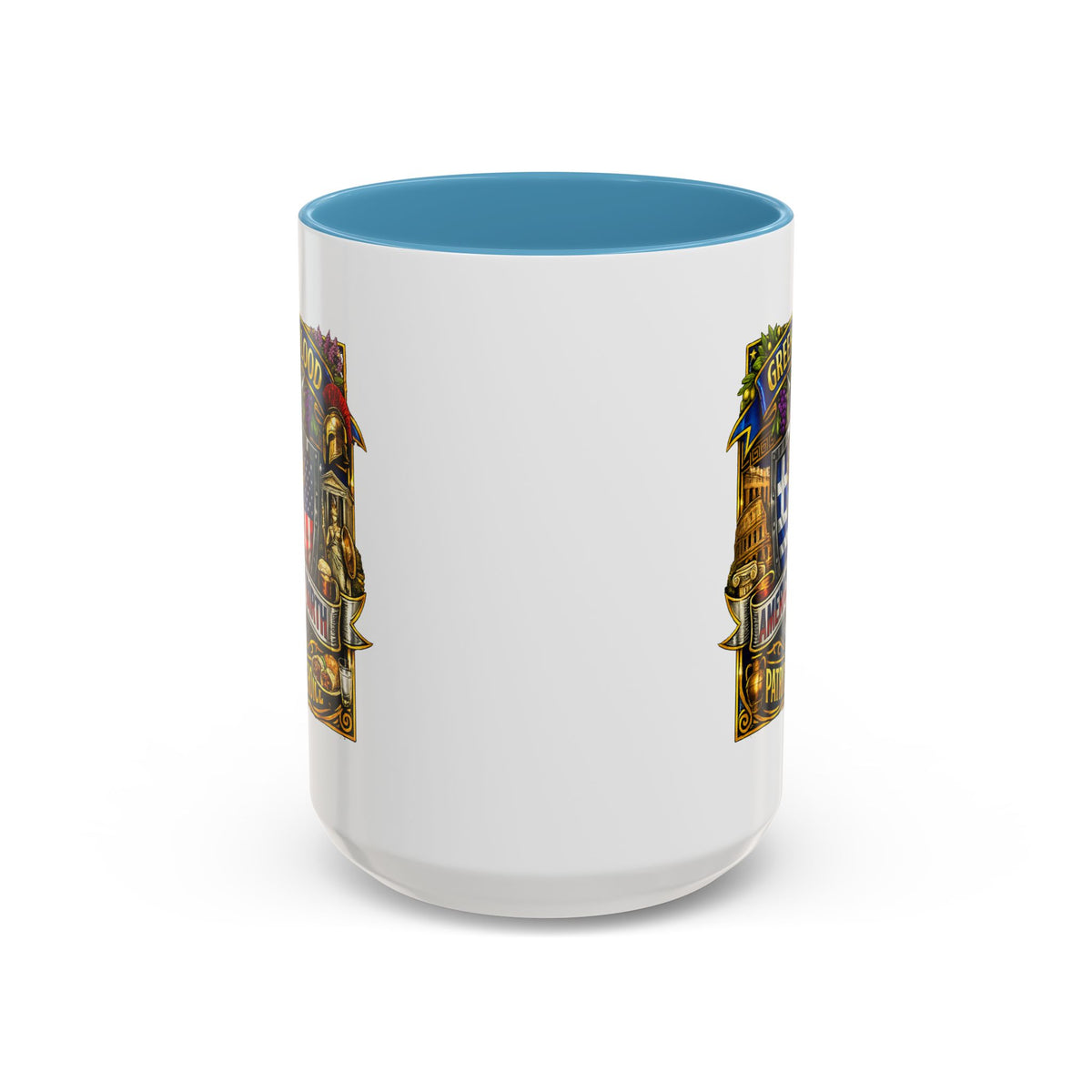 Greek by Blood, American by Birth Accent Coffee Mug – Patriotic Greek Heritage 11/15oz