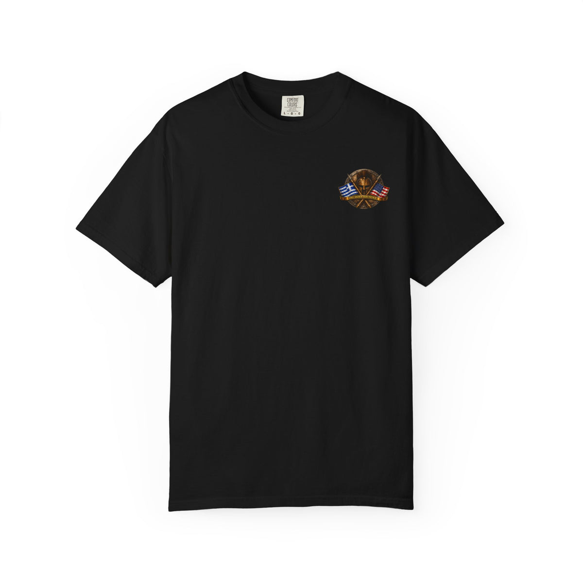 Greek American Heritage T-Shirt — Eagle Crest with Flags & "One Nation" Emblem