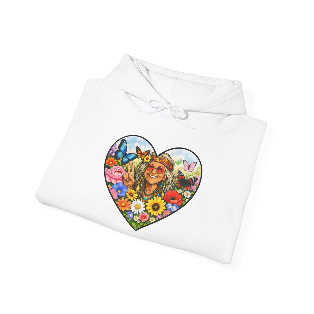Heart Floral Hippie Hoodie - Vintage Flower Child Pullover