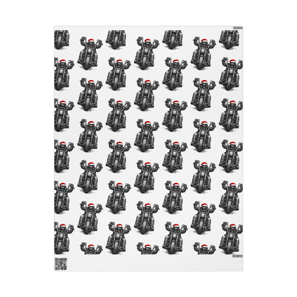 Vintage Santa Biker Pattern Wrapping Paper — Black, Red & White Holiday Gift Wrap