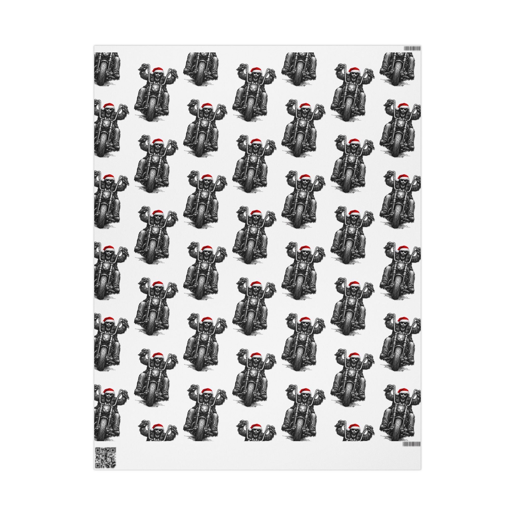Vintage Santa Biker Pattern Wrapping Paper — Black, Red & White Holiday Gift Wrap