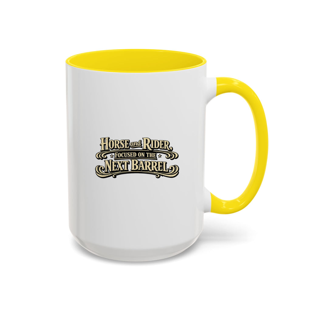 Barrel Racing Coffee Mug — "Horse and Rider Focused on the Next Barrel"