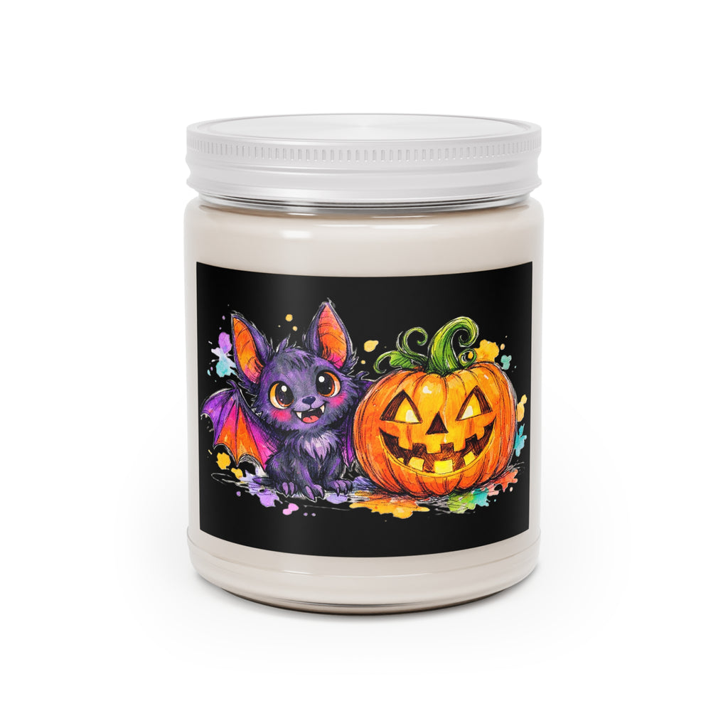 Halloween Pumpkin & Bat Soy Candle — 9oz Scented Jar