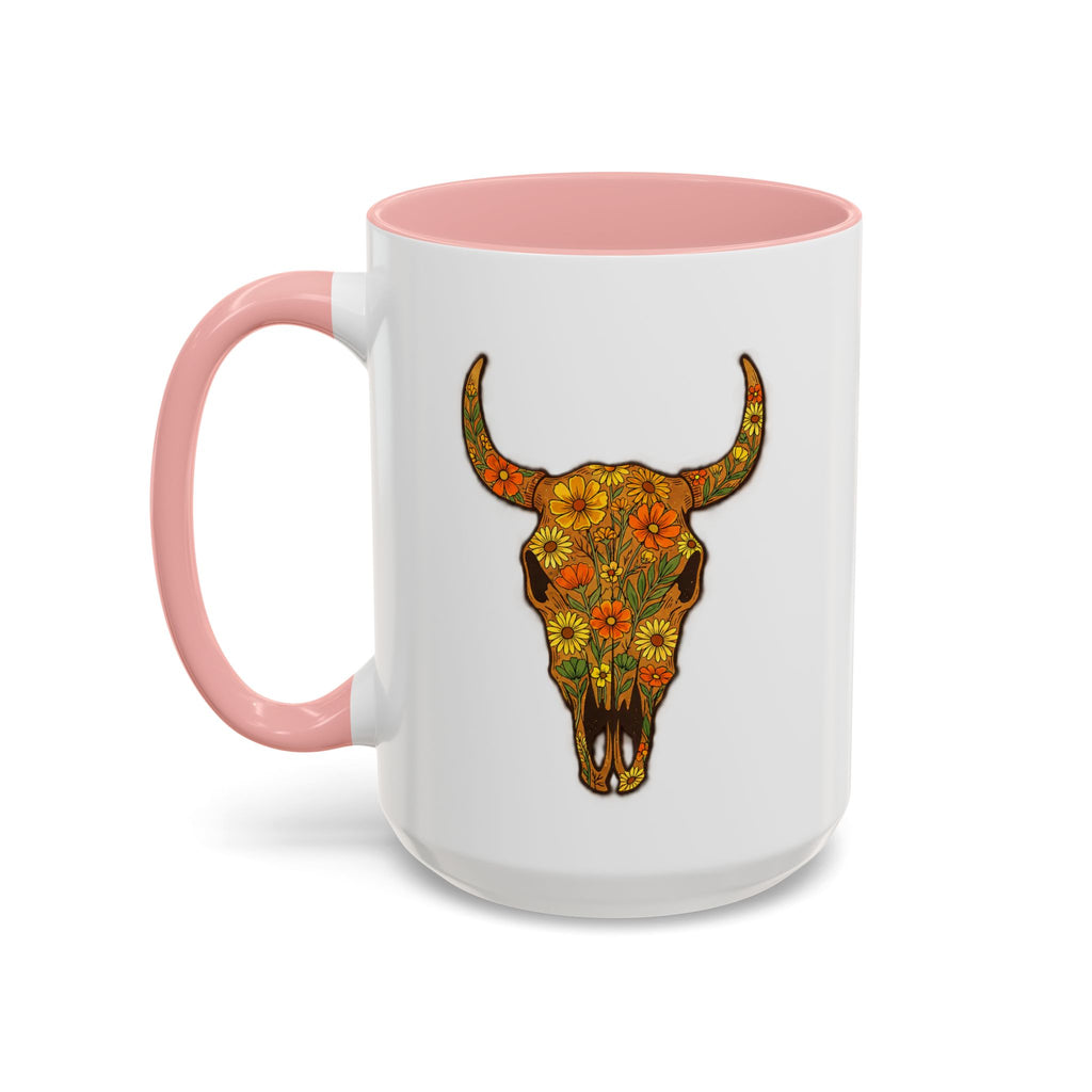 Copy of Turquoise Floral Bull Skull Coffee Mug — Southwestern Accent 11/15oz