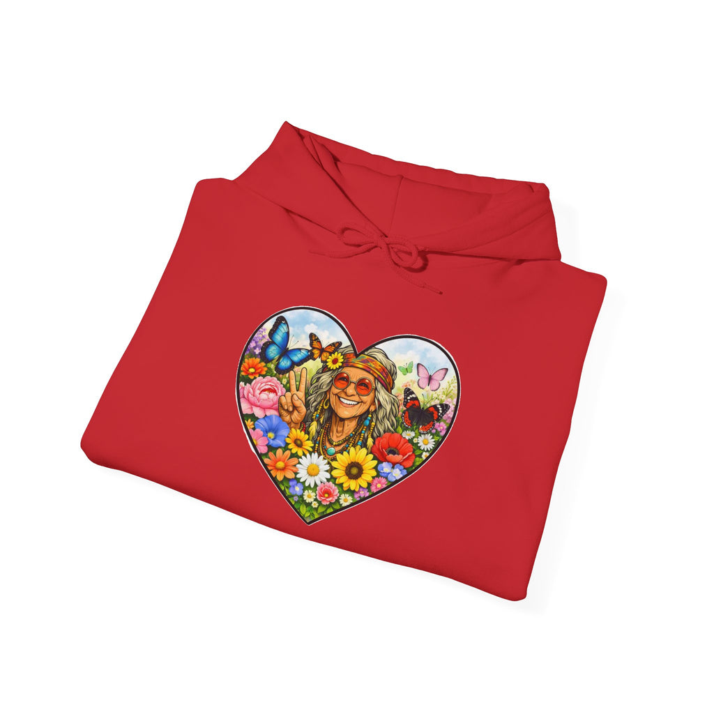 Heart Floral Hippie Hoodie - Vintage Flower Child Pullover