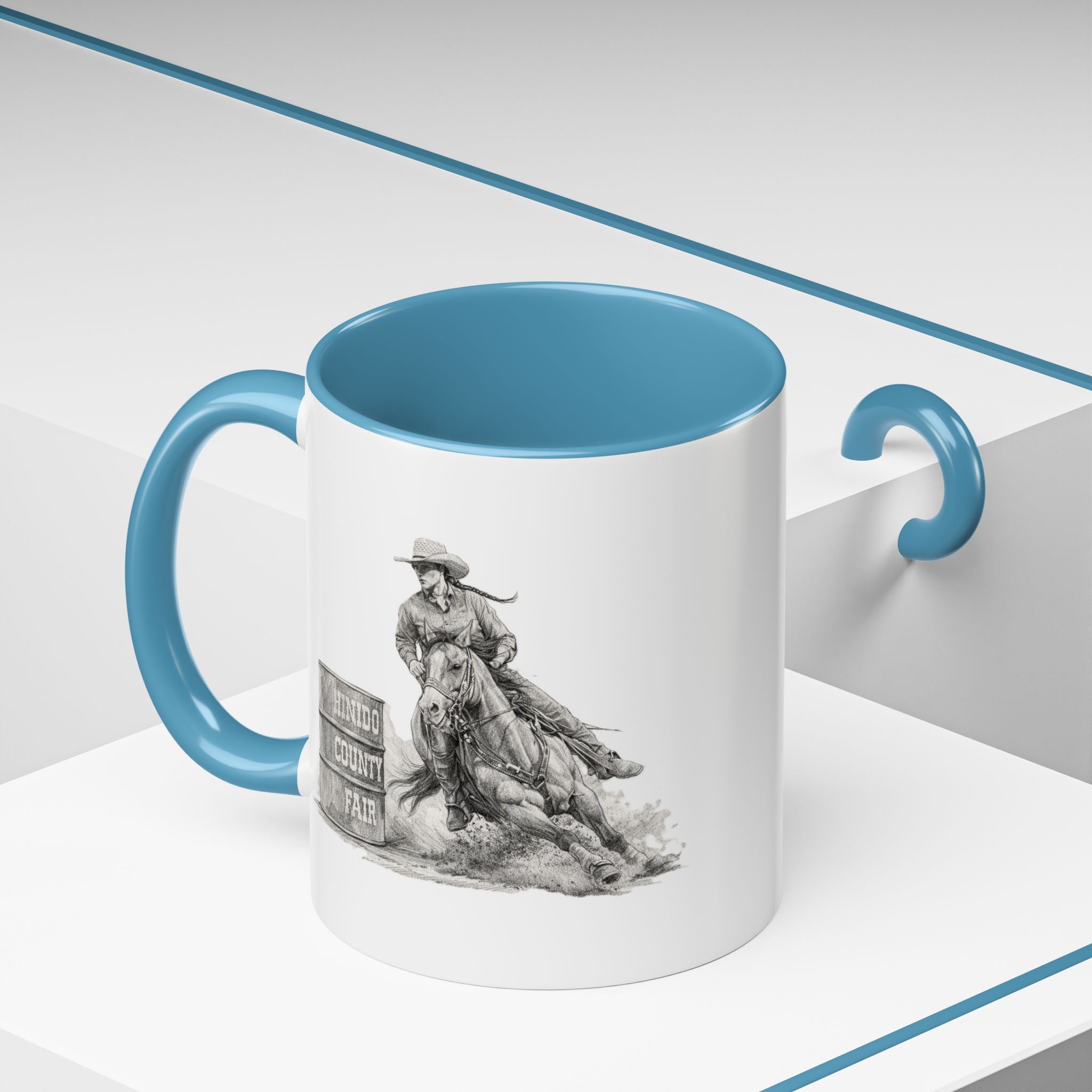 Barrel Racing Coffee Mug — "Horse and Rider Focused on the Next Barrel"