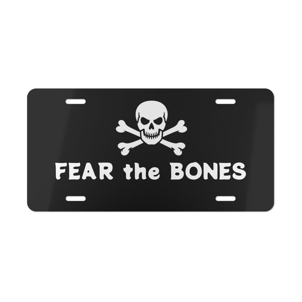 Fear the Bones Jolly Roger Vanity Plate — Aluminum License Plate
