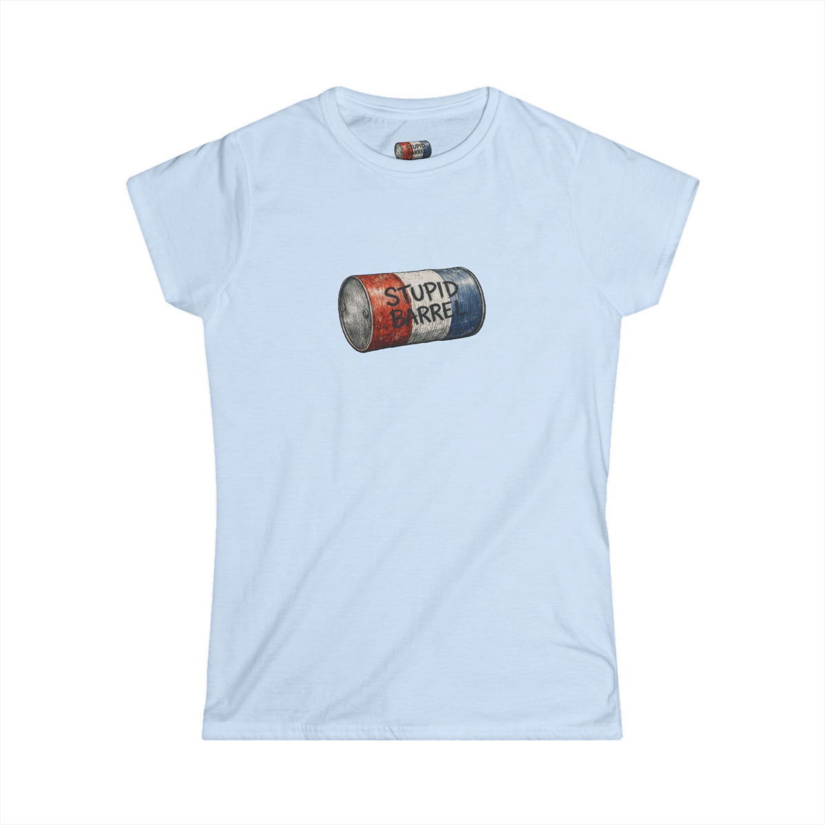 "Stupid Barrel" Women's White Soft style Tee — Classic Everyday Crewneck T-Shirt